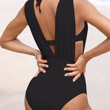 Maillot de bain gainant de luxe avec décolleté en V profond