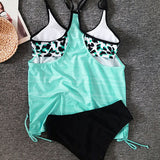 Augustus – Tankini uni avec imprimé léopard