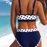 Liesbeth – Bikini taille haute à pois avec design patchwork