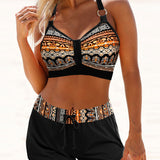 Maryan – Bikini à motif géométrique avec taille haute
