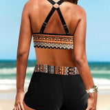 Maryan – Bikini à motif géométrique avec taille haute