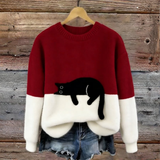 Sweat d’hiver doux à motif chat délicat