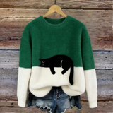 Sweat d’hiver doux à motif chat délicat
