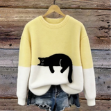 Sweat d’hiver doux à motif chat délicat