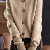 Margaux™ | Cardigan Classique à Boutons camel