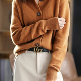 Margaux™ | Cardigan Classique à Boutons camel