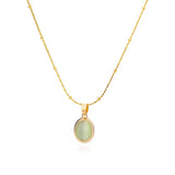 Collier Pendentif Goutte d’Eau en Opale en Acier Inoxydable Doré Chic